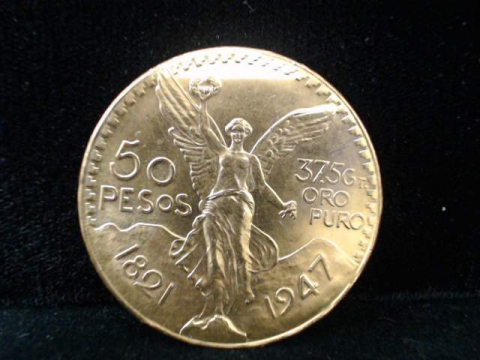 MEXICAN COIN CENTENARIO 24K GOLD 50PESOS